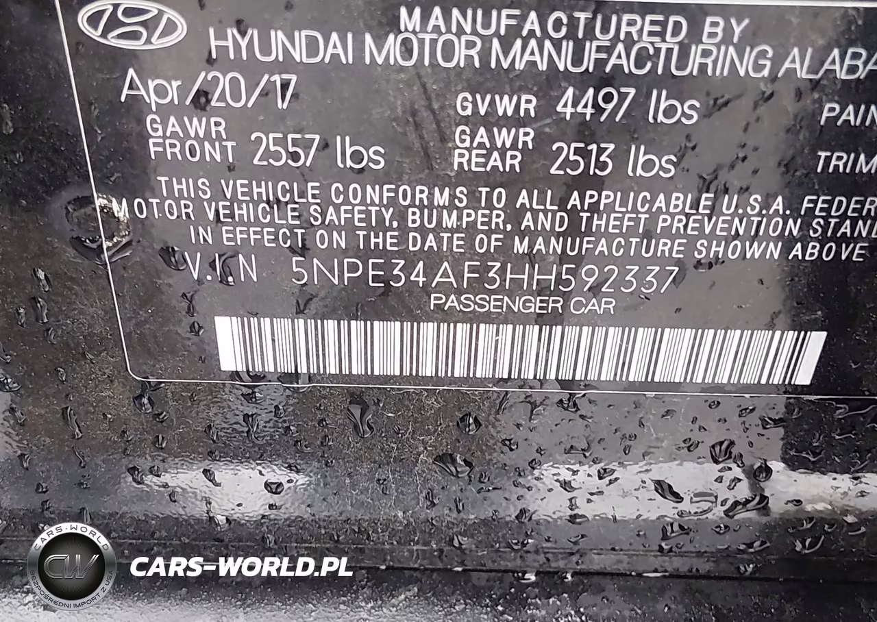 2017 Hyundai Sonata Sport VIN:5NPE34AF3HH592337 - 9