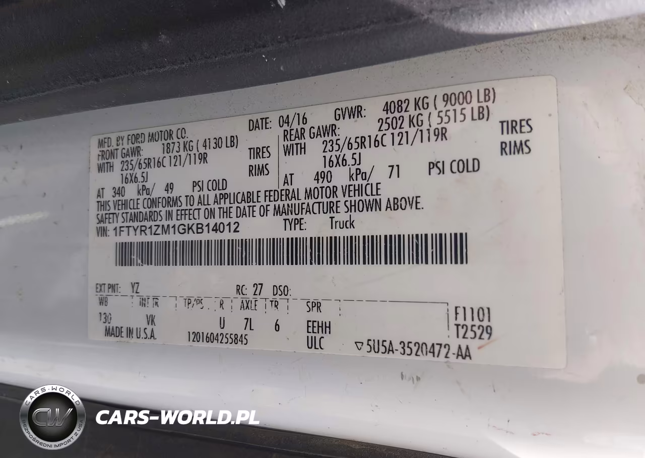 2016 Ford Transit-250 VIN:1FTYR1ZM1GKB14012 - 9