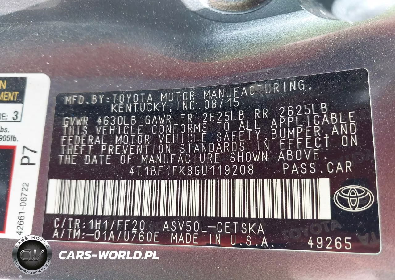 2016 Toyota Camry Se VIN:4T1BF1FK8GU119208 - 9