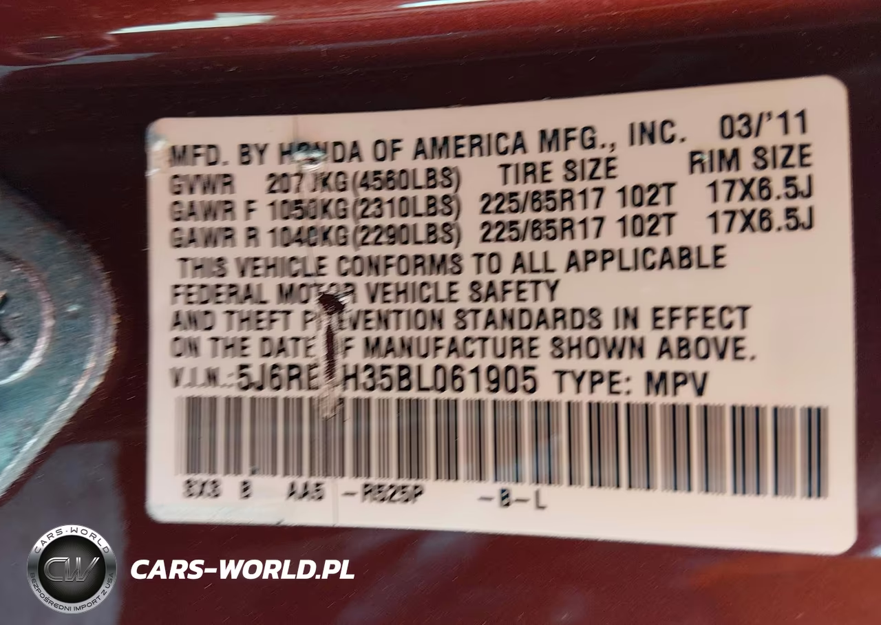 2011 Honda Cr-V Lx VIN:5J6RE4H35BL061905 - 9