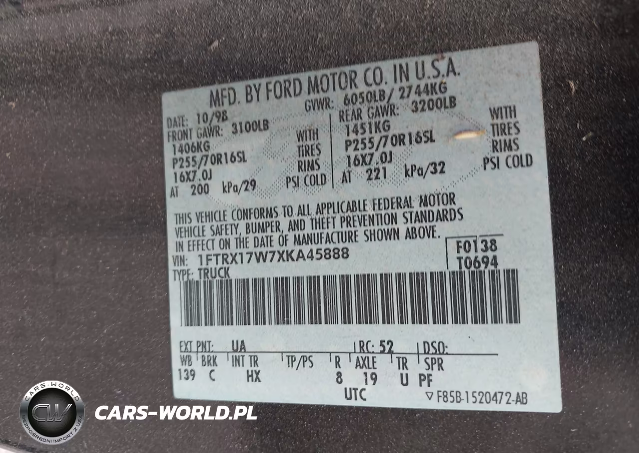 1999 Ford F150 VIN:1FTRX17W7XKA45888 - 9