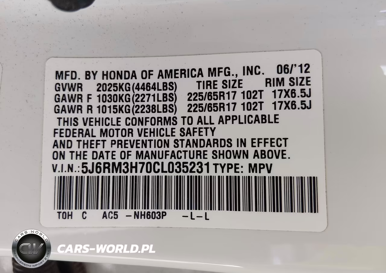 2012 Honda Cr-V Ex-L VIN:5J6RM3H70CL035231 - 9