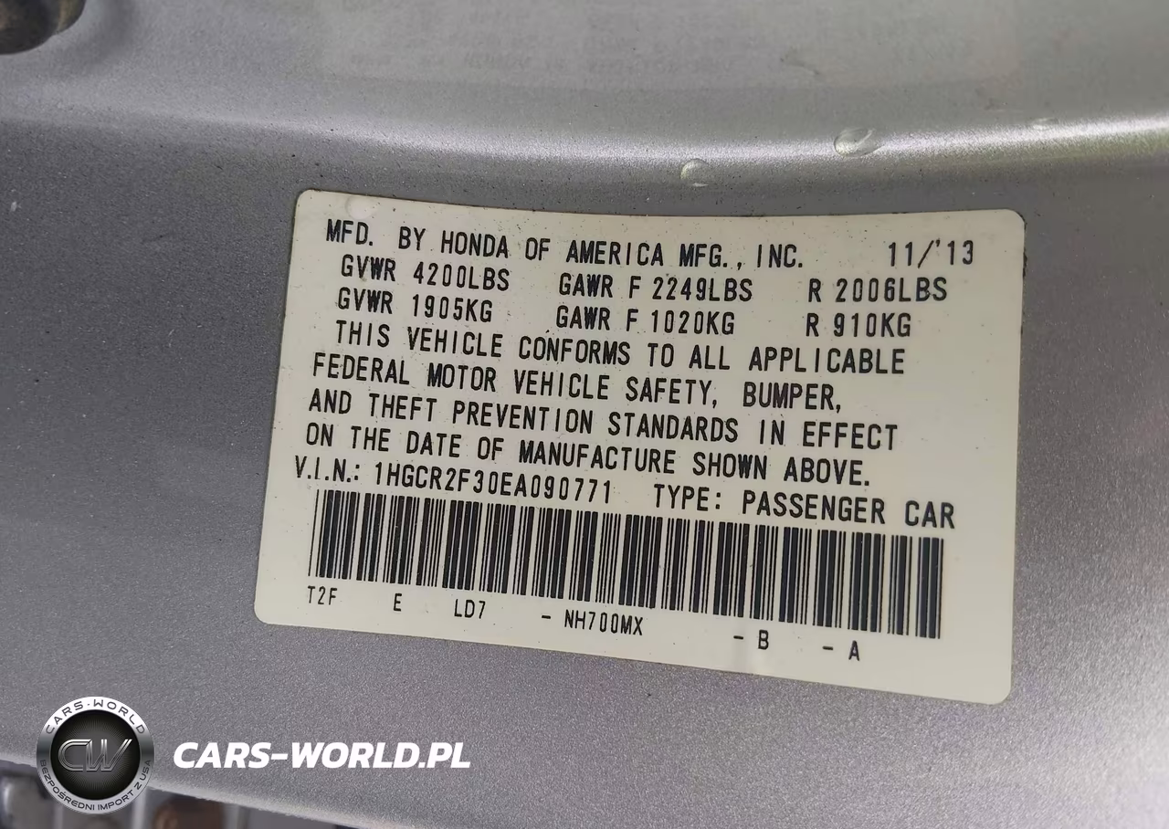 2014 Honda Accord Lx VIN:1HGCR2F30EA090771 - 9