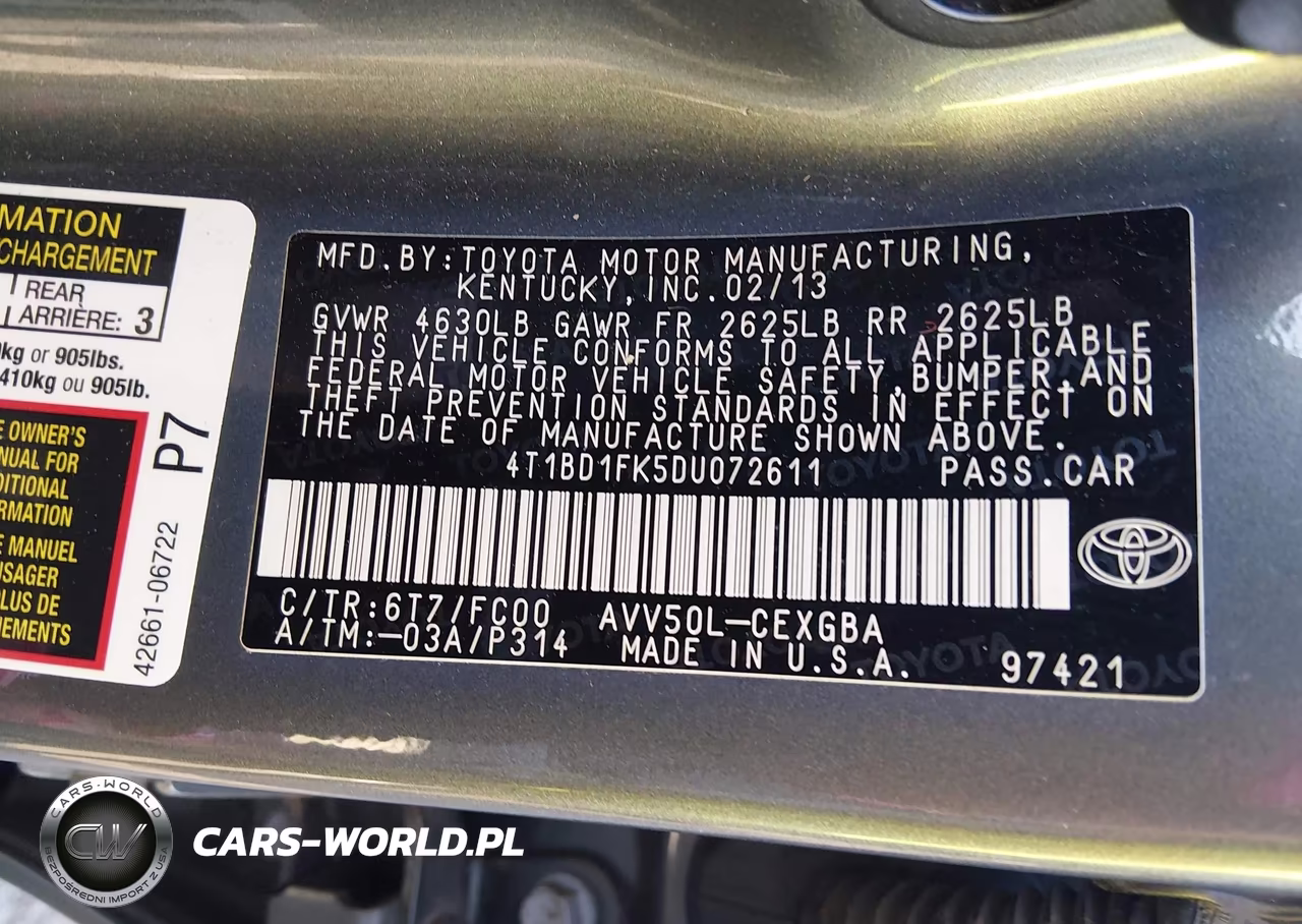2013 Toyota Camry Hybrid Xle VIN:4T1BD1FK5DU072611 - 9