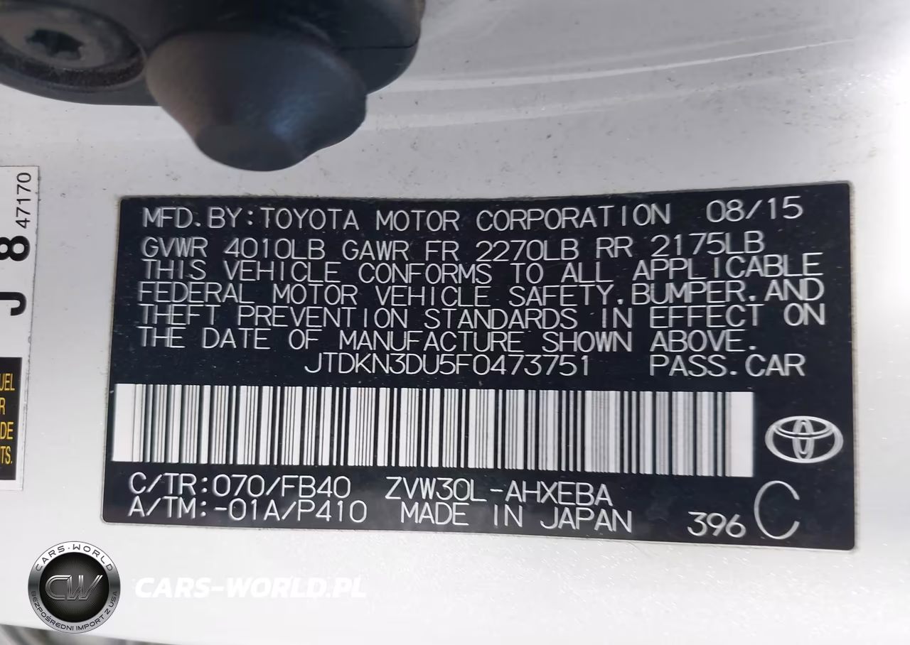2015 Toyota Prius Two VIN:JTDKN3DU5F0473751 - 9