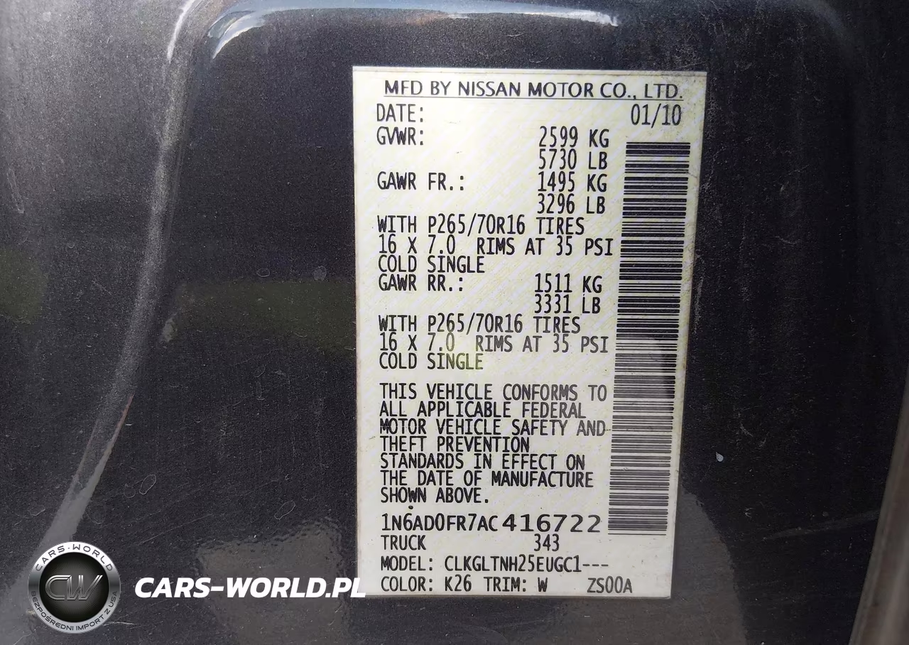 2010 Nissan Frontier Se VIN:1N6AD0FR7AC416722 - 9