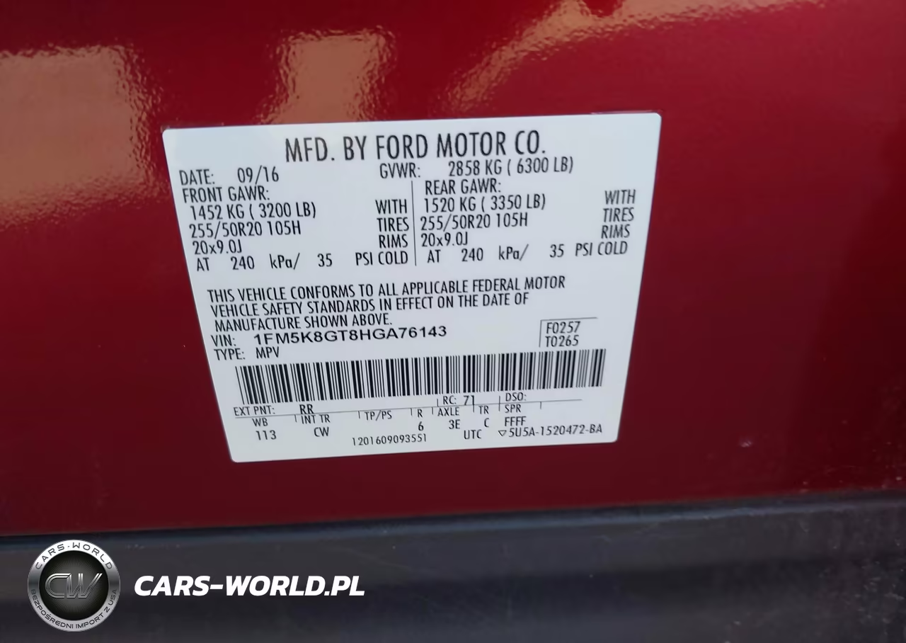 2017 Ford Explorer Sport VIN:1FM5K8GT8HGA76143 - 9