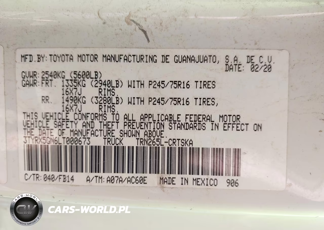 2020 Toyota Tacoma Sr VIN:3TYRX5GN6LT000673 - 9