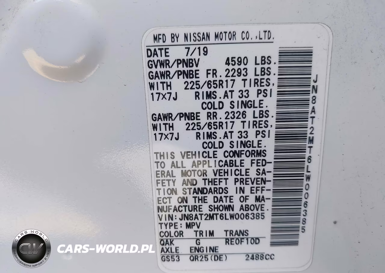 2020 Nissan Rogue S Fwd VIN:JN8AT2MT6LW006385 - 9