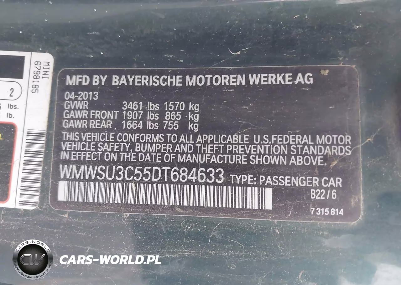 2013 Mini Hardtop Cooper VIN:WMWSU3C55DT684633 - 9