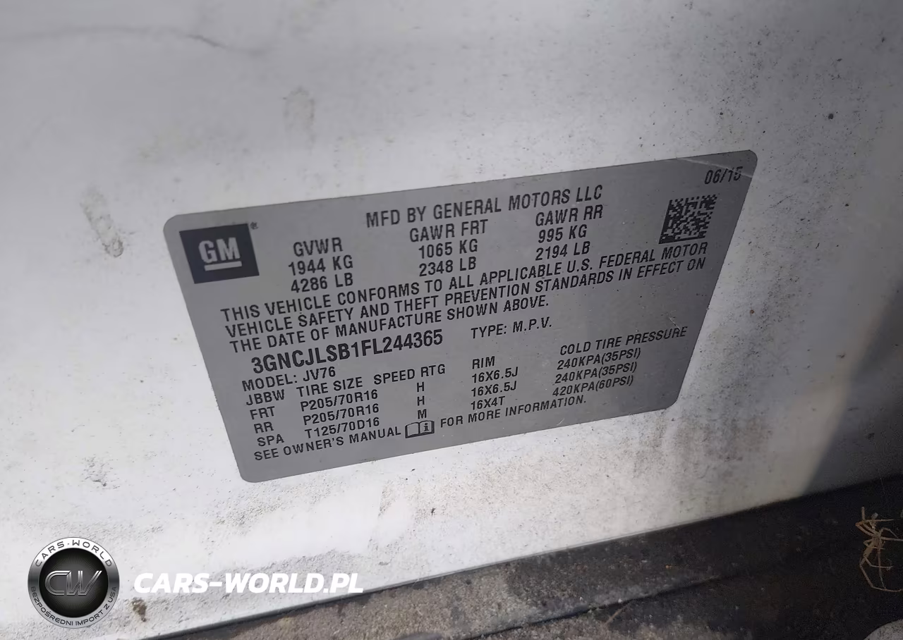 2015 Chevrolet Trax Lt VIN:3GNCJLSB1FL244365 - 9