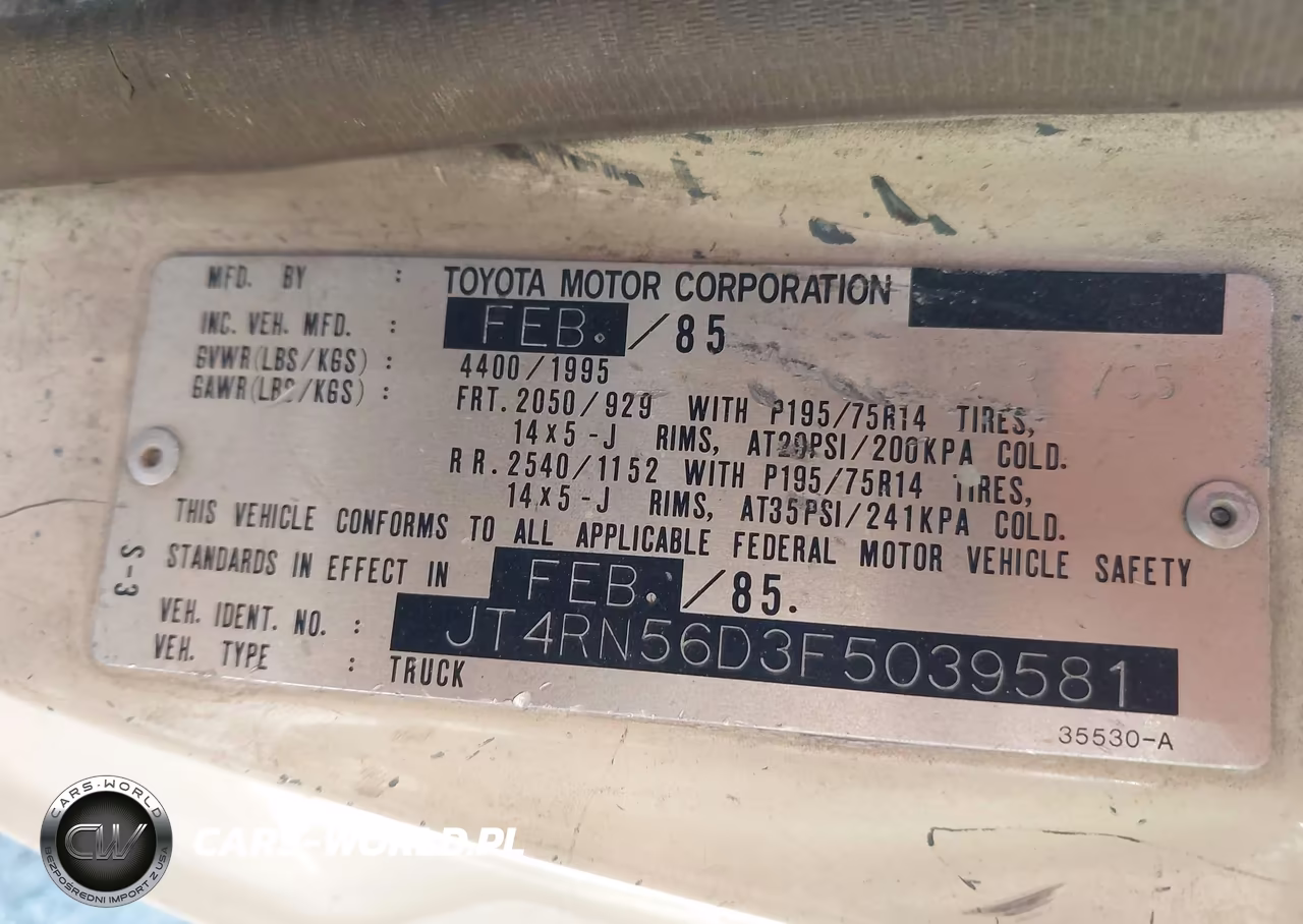 1985 Toyota Pickup Xtracab Rn56 Dlx VIN:JT4RN56D3F5039581 - 8