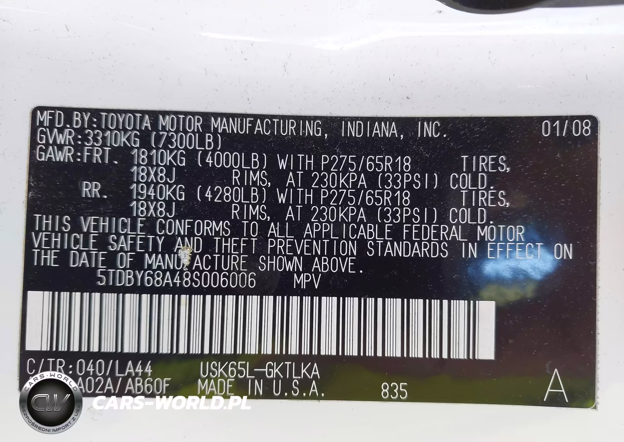 2008 Toyota Sequoia Limited 5.7L V8 VIN:5TDBY68A48S006006 - 9