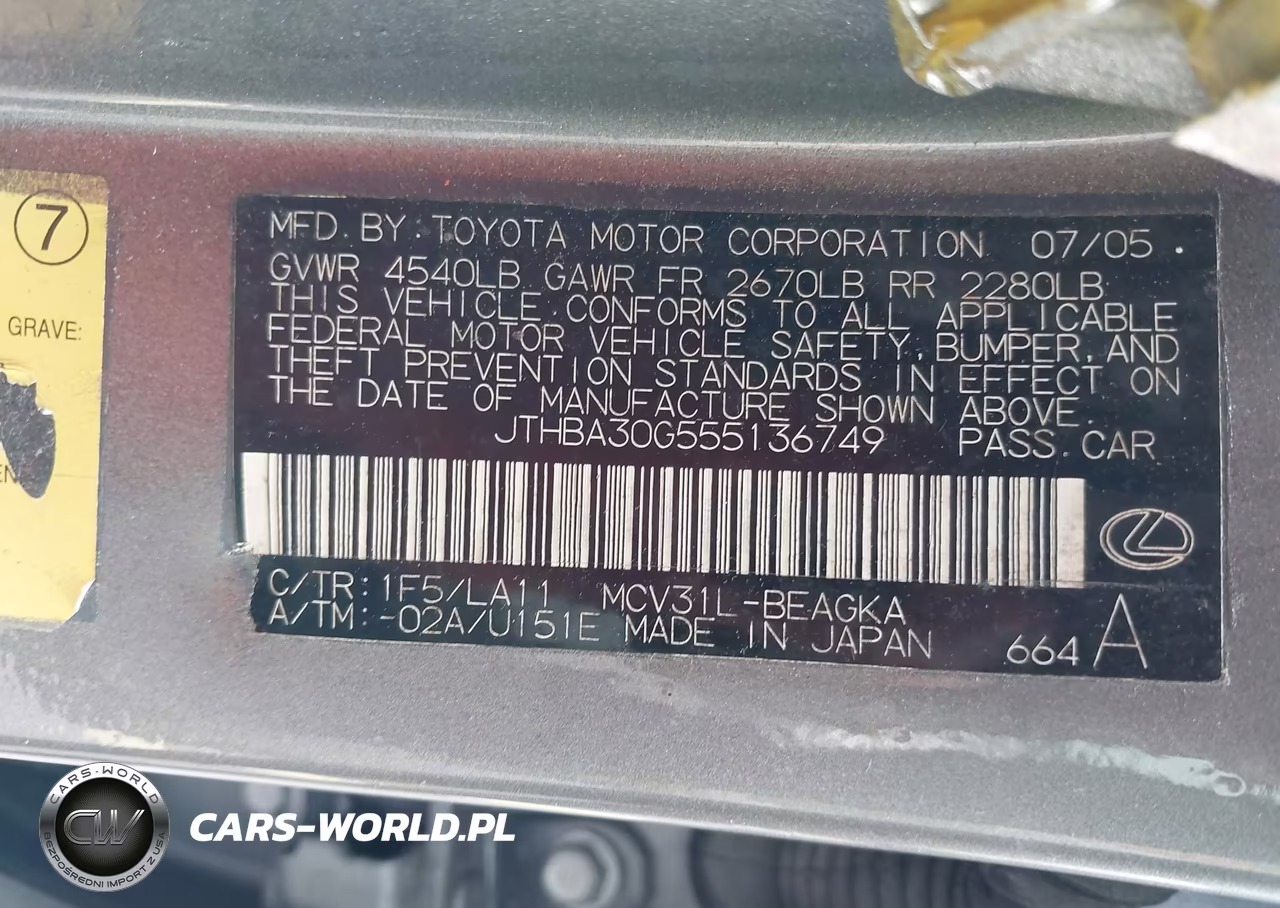 2005 Lexus Es 330 VIN:JTHBA30G555136749 - 9