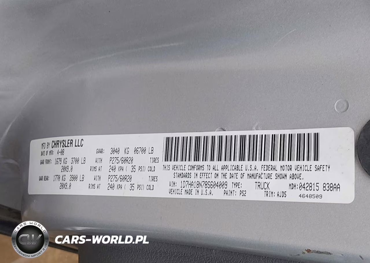 2008 Dodge Ram 1500 Slt VIN:1D7HA18N78S604009 - 9