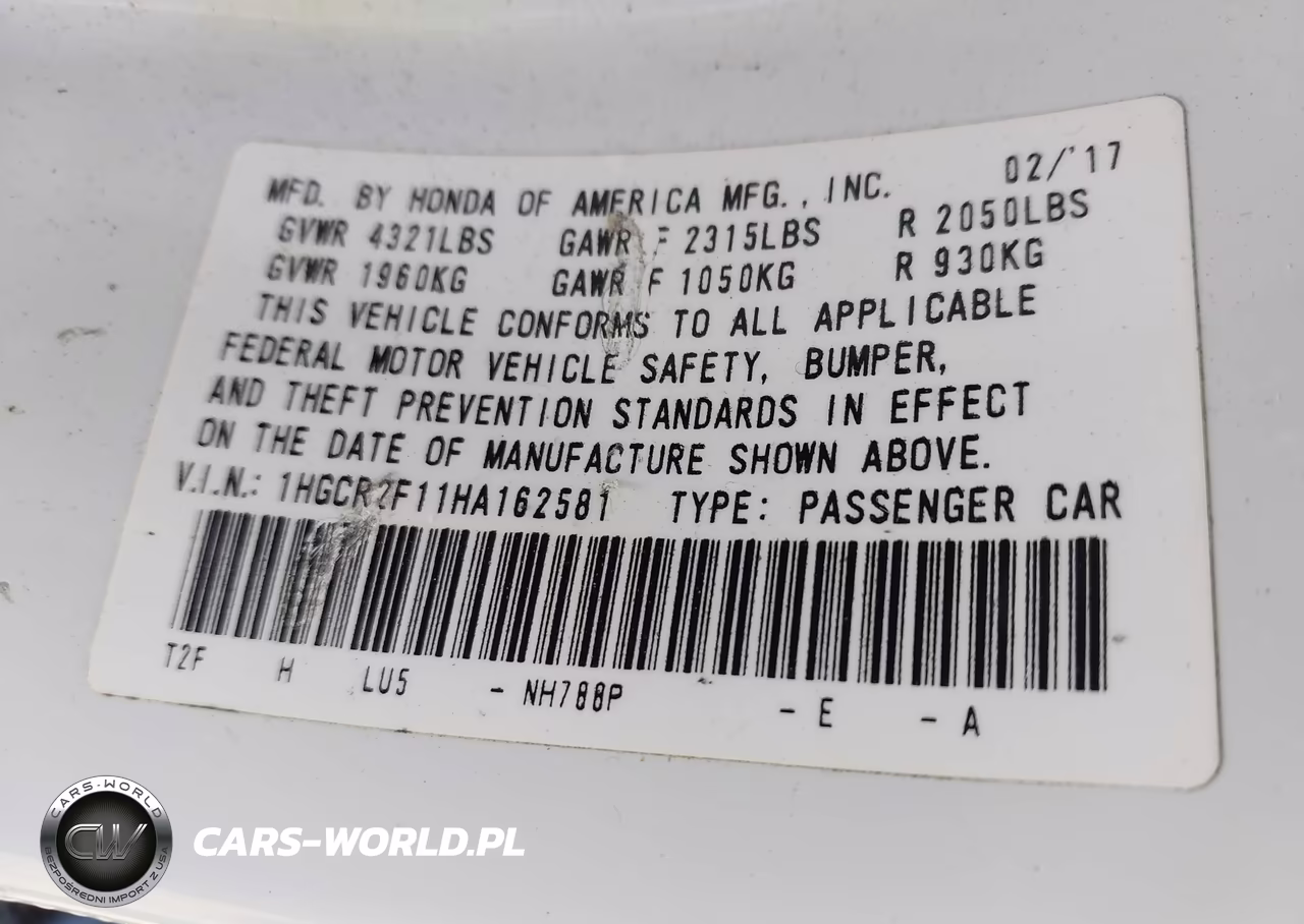 2017 Honda Accord Sport Se VIN:1HGCR2F11HA162581 - 9