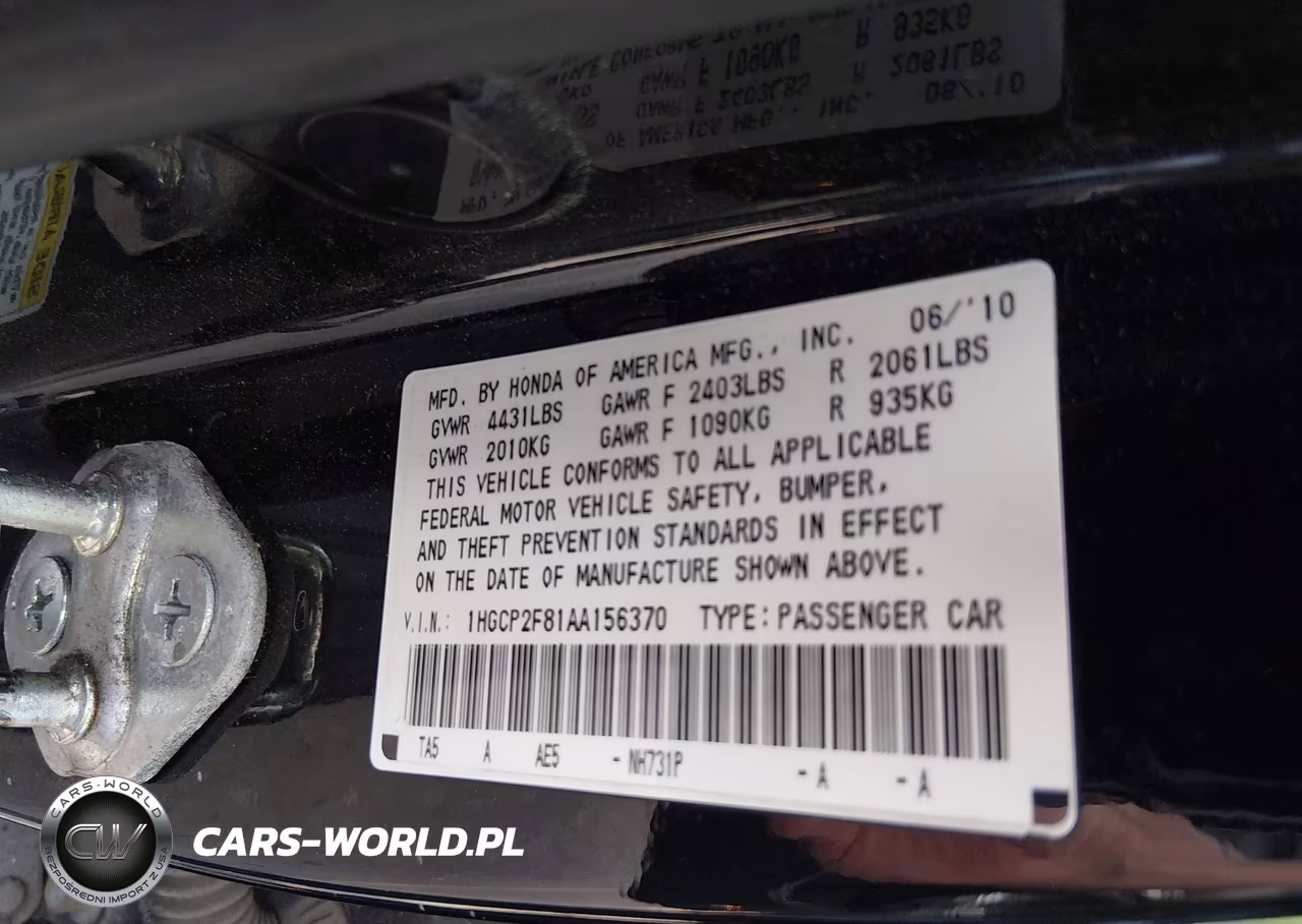 2010 Honda Accord 2.4 Ex-L VIN:1HGCP2F81AA156370 - 9