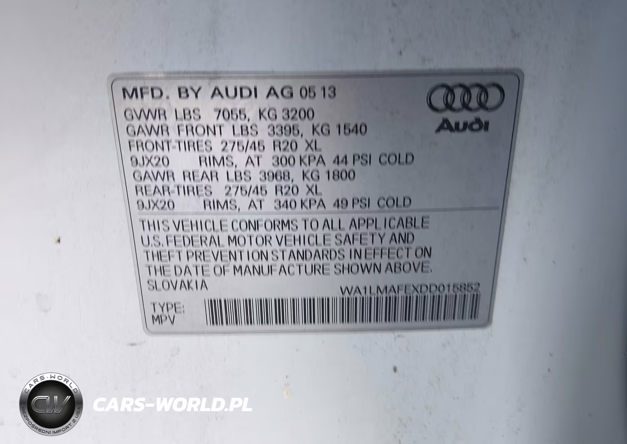 2013 Audi Q7 3.0 Tdi Premium VIN:WA1LMAFEXDD015852 - 9