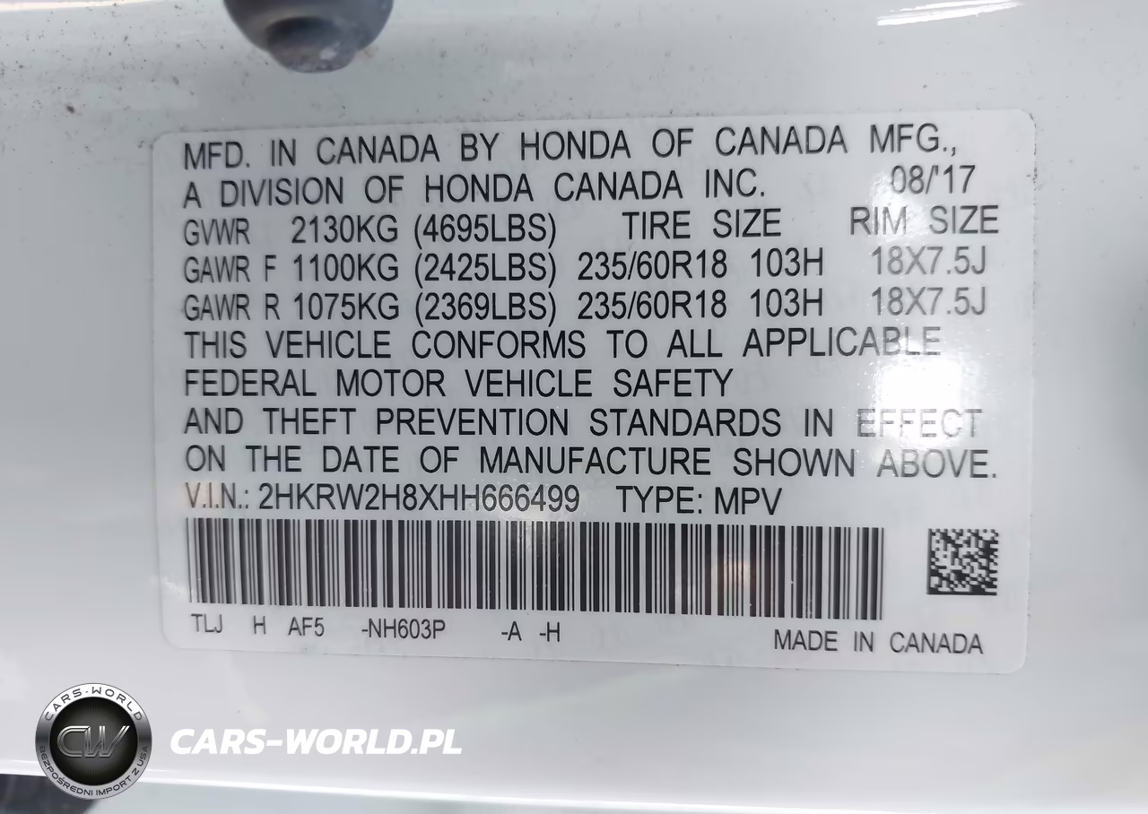 2017 Honda Cr-V Ex-L-Ex-L Navi VIN:2HKRW2H8XHH666499 - 9