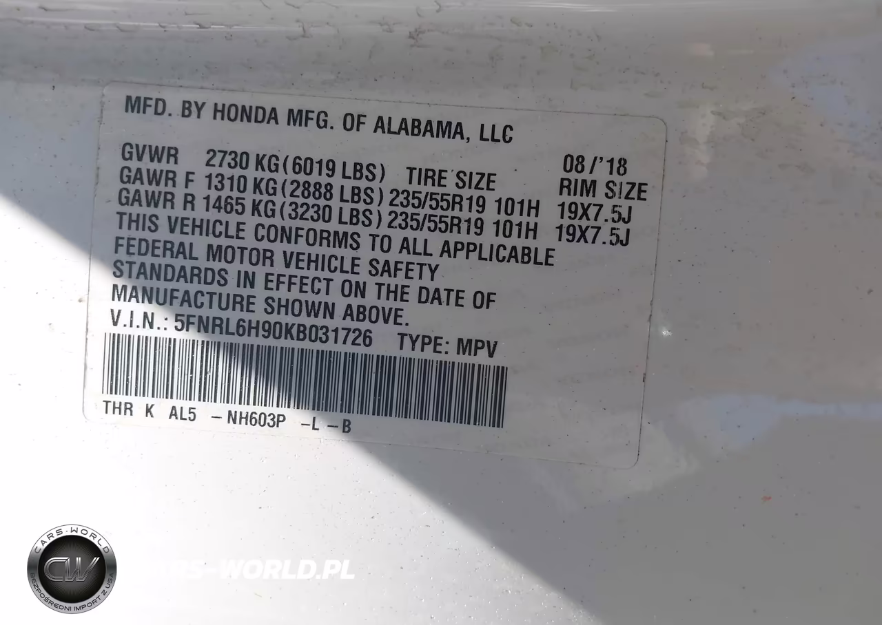 2019 Honda Odyssey Elite VIN:5FNRL6H90KB031726 - 9