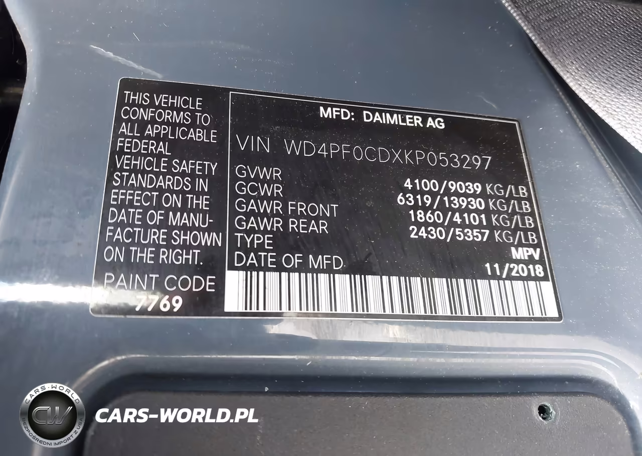 2019 Mercedes-Benz Sprinter 2500 Standard Roof V6 VIN:WD4PF0CDXKP053297 - 9