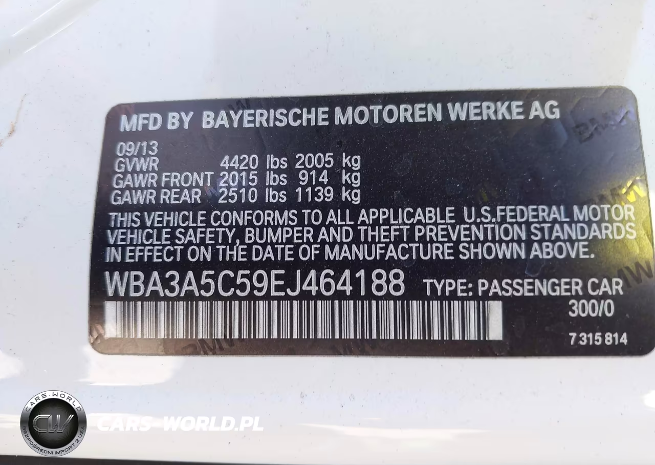 2014 BMW 328I VIN:WBA3A5C59EJ464188 - 9
