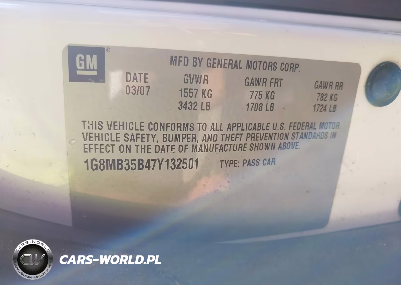 2007 Saturn Sky VIN:1G8MB35B47Y132501 - 9