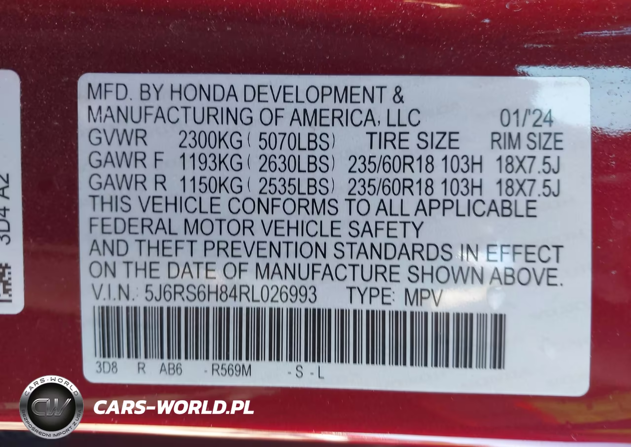 2024 Honda Cr-V Hybrid Sport-L VIN:5J6RS6H84RL026993 - 9
