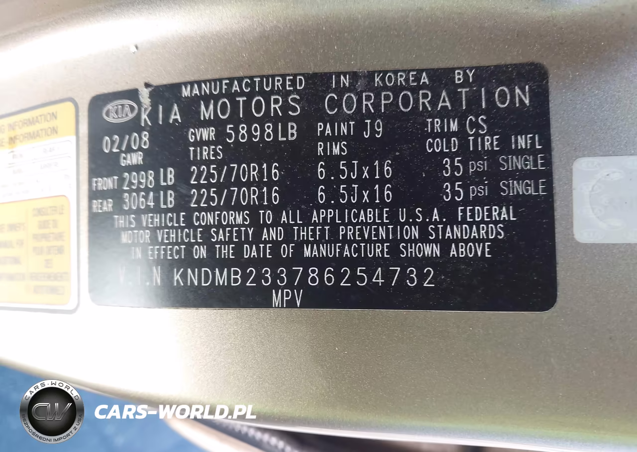 2008 Kia Sedona Lx VIN:KNDMB233786254732 - 9