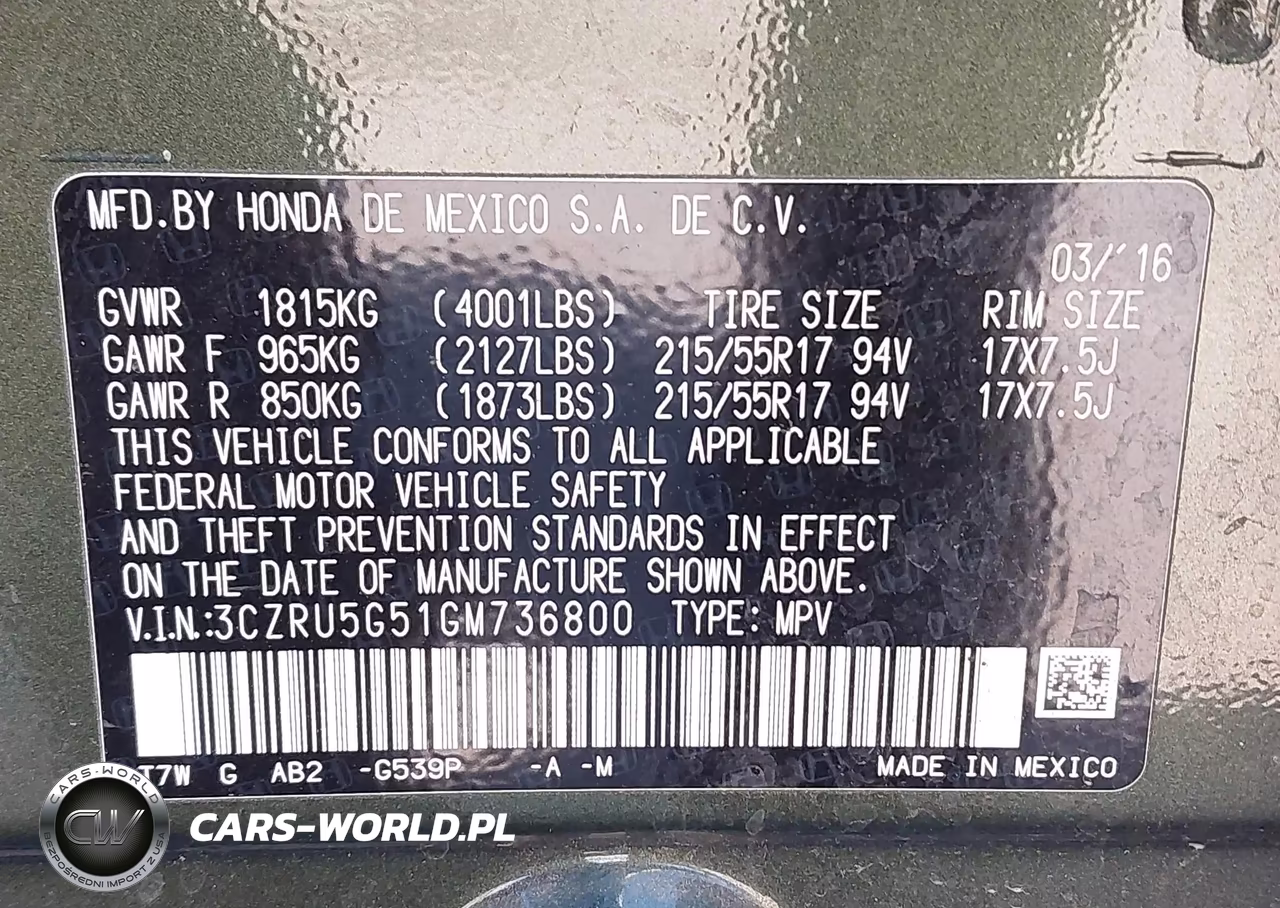 2016 Honda Hr-V Ex VIN:3CZRU5G51GM736800 - 9