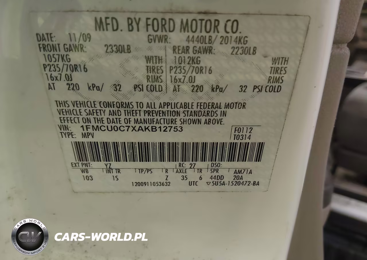2010 Ford Escape Xls VIN:1FMCU0C7XAKB12753 - 9