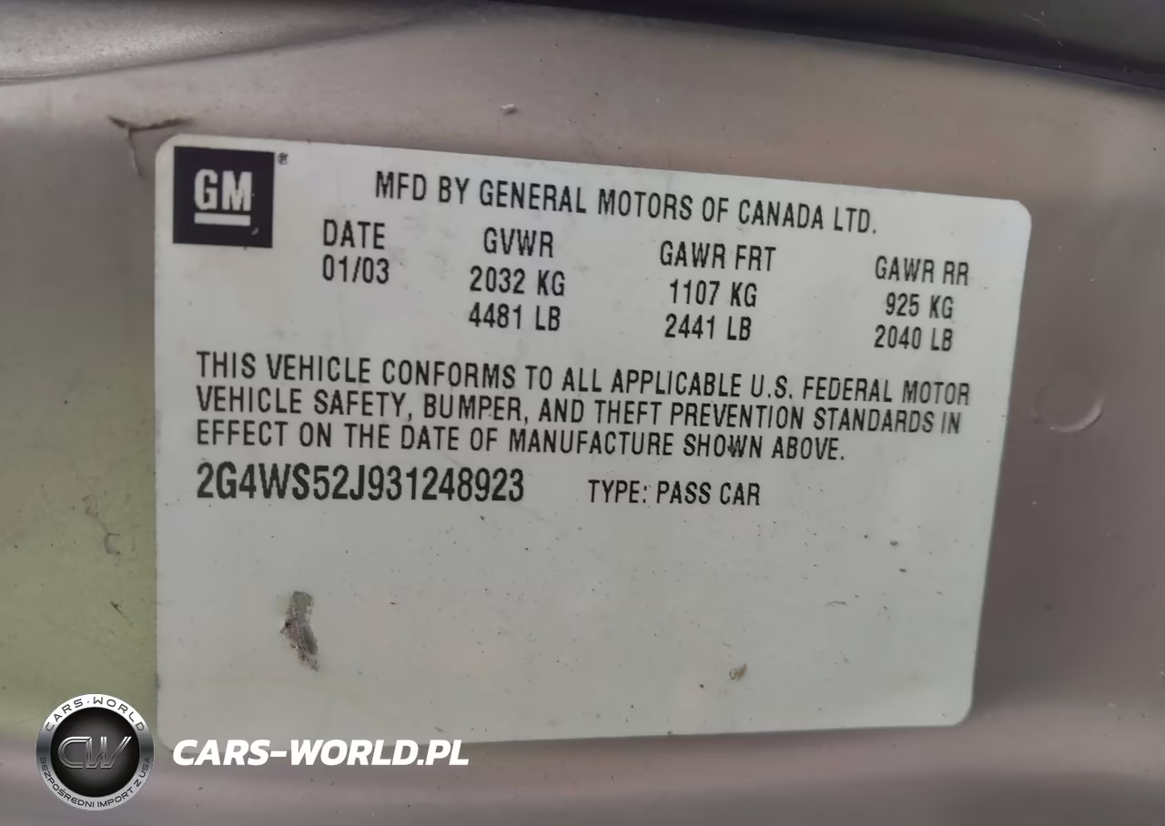 2003 Buick Century Custom VIN:2G4WS52J931248923 - 9