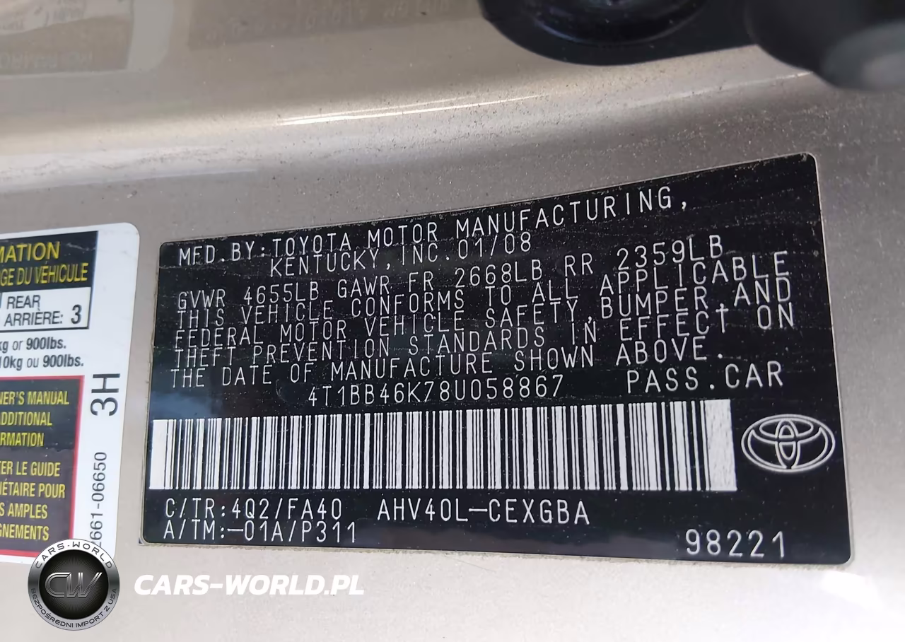 2008 Toyota Camry Hybrid VIN:4T1BB46K78U058867 - 9