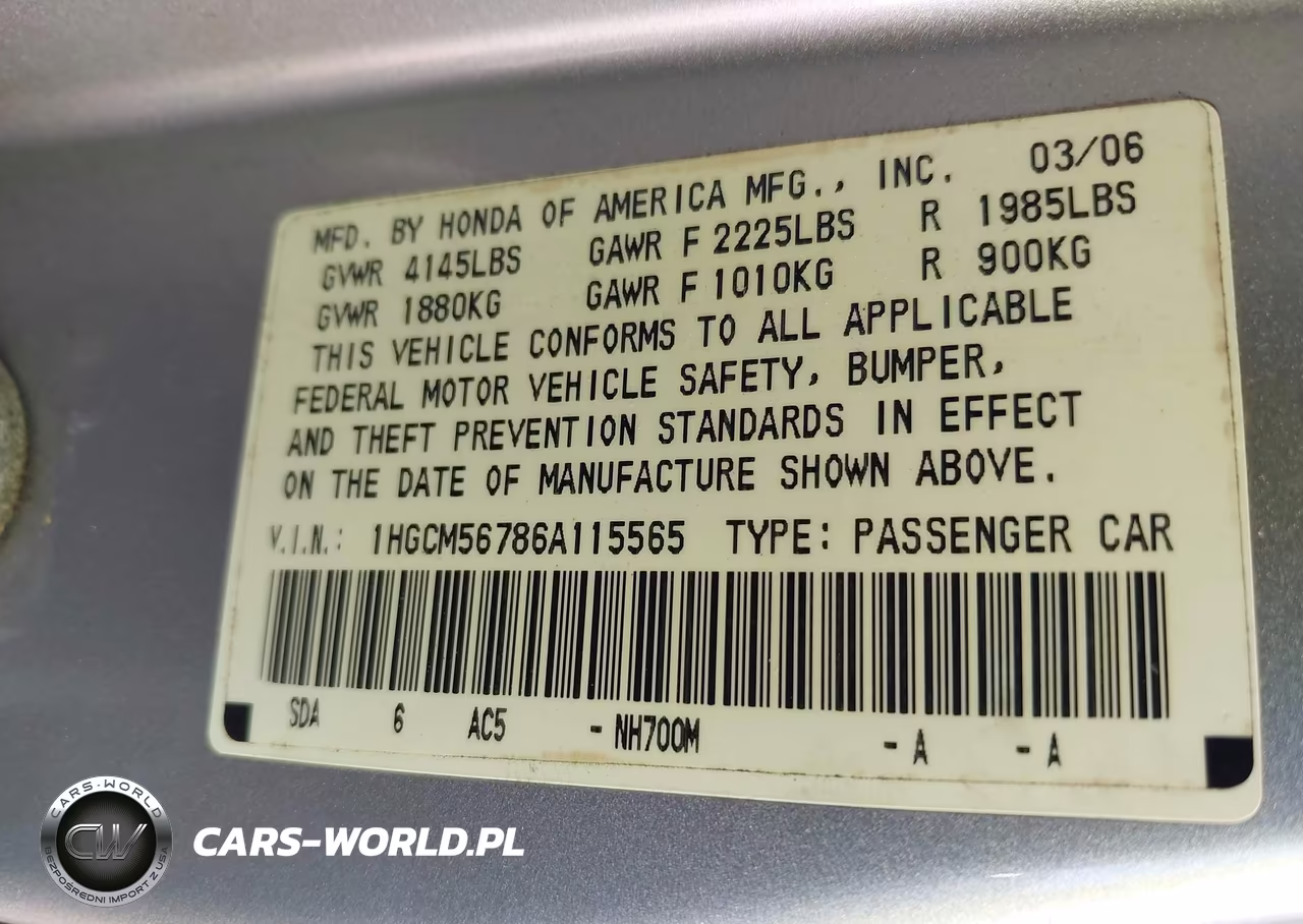 2006 Honda Accord 2.4 Ex VIN:1HGCM56786A115565 - 9