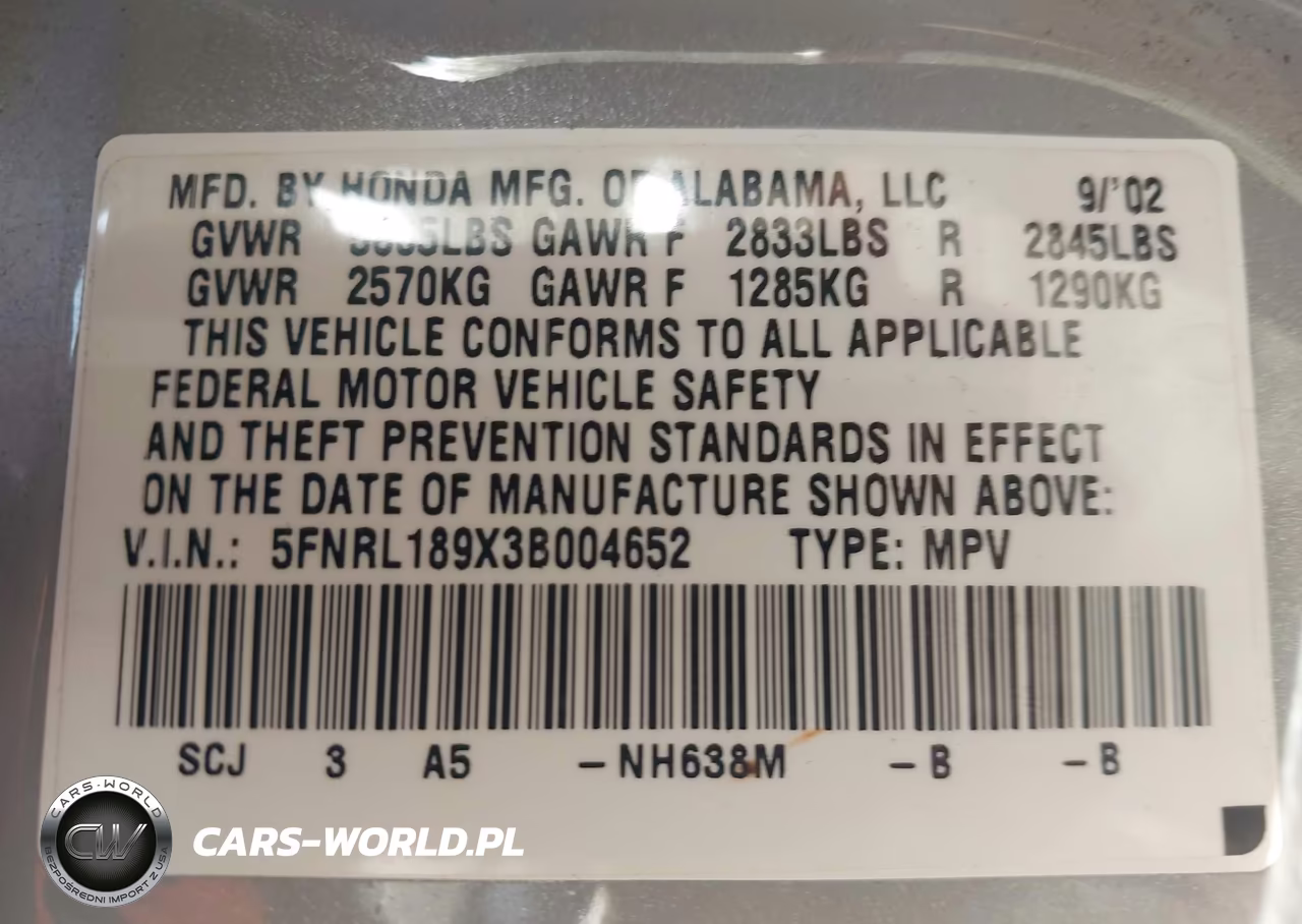 2003 Honda Odyssey Ex-L VIN:5FNRL189X3B004652 - 9