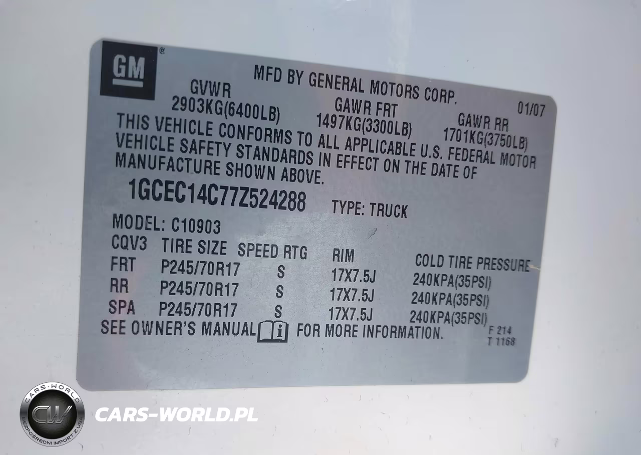2007 Chevrolet Silverado 1500 Work Truck VIN:1GCEC14C77Z524288 - 9