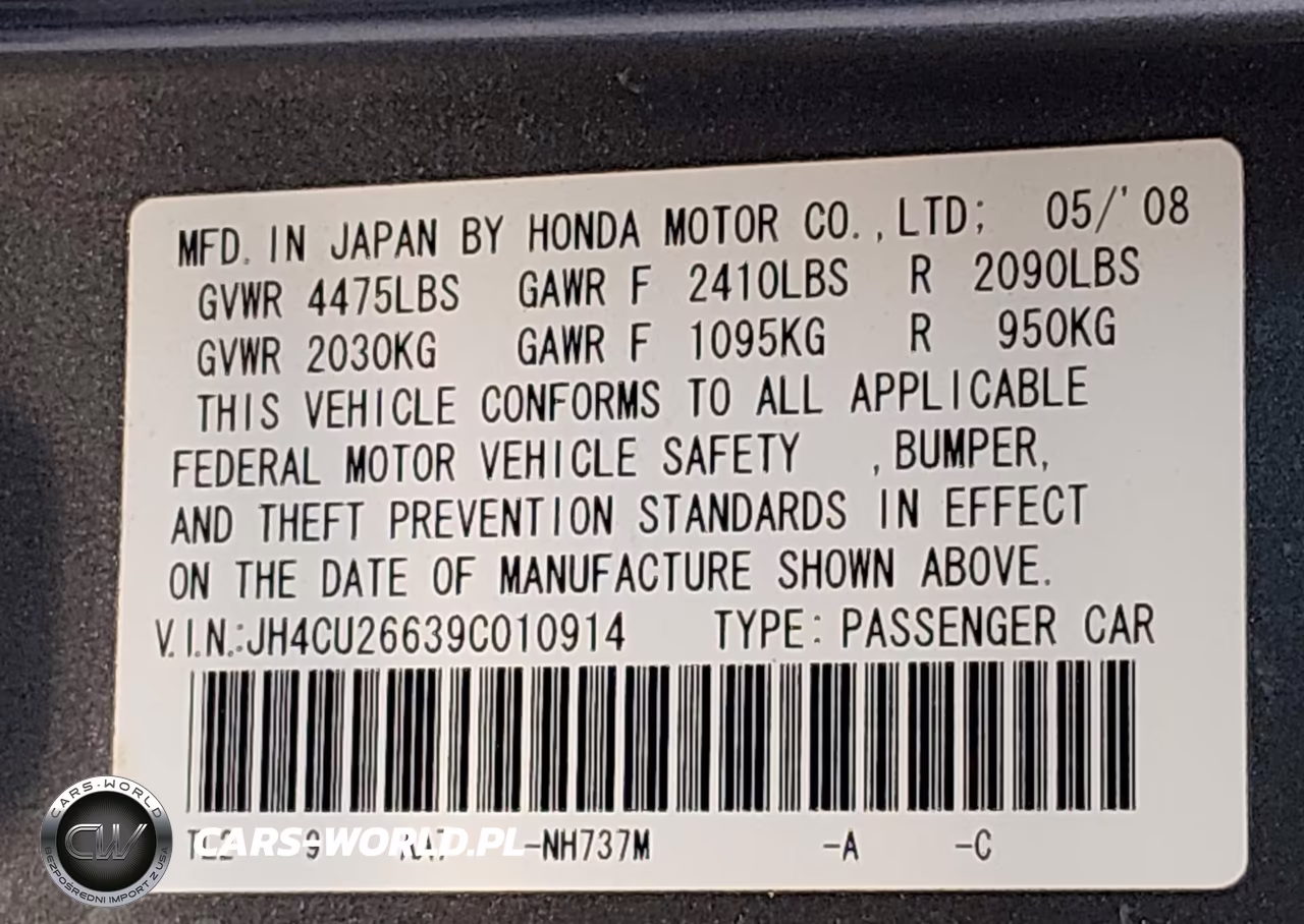 2009 Acura Tsx VIN:JH4CU26639C010914 - 9