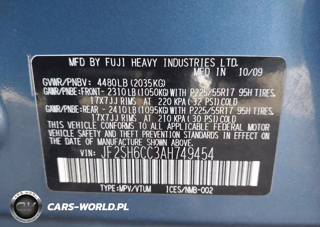 2010 Subaru Forester 2.5X Premium VIN:JF2SH6CC3AH749454 - 9