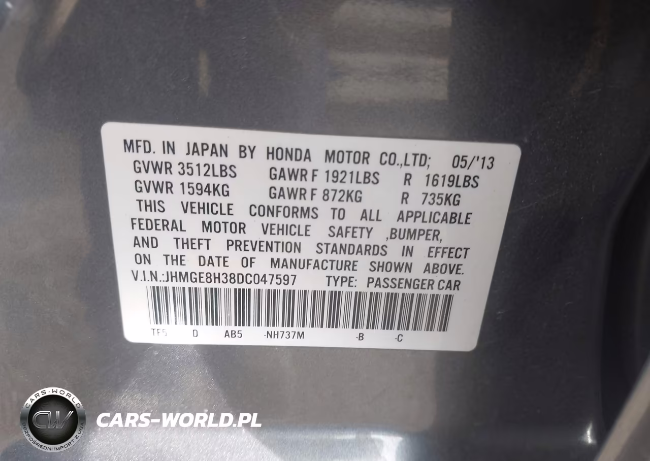 2013 Honda Fit VIN:JHMGE8H38DC047597 - 9