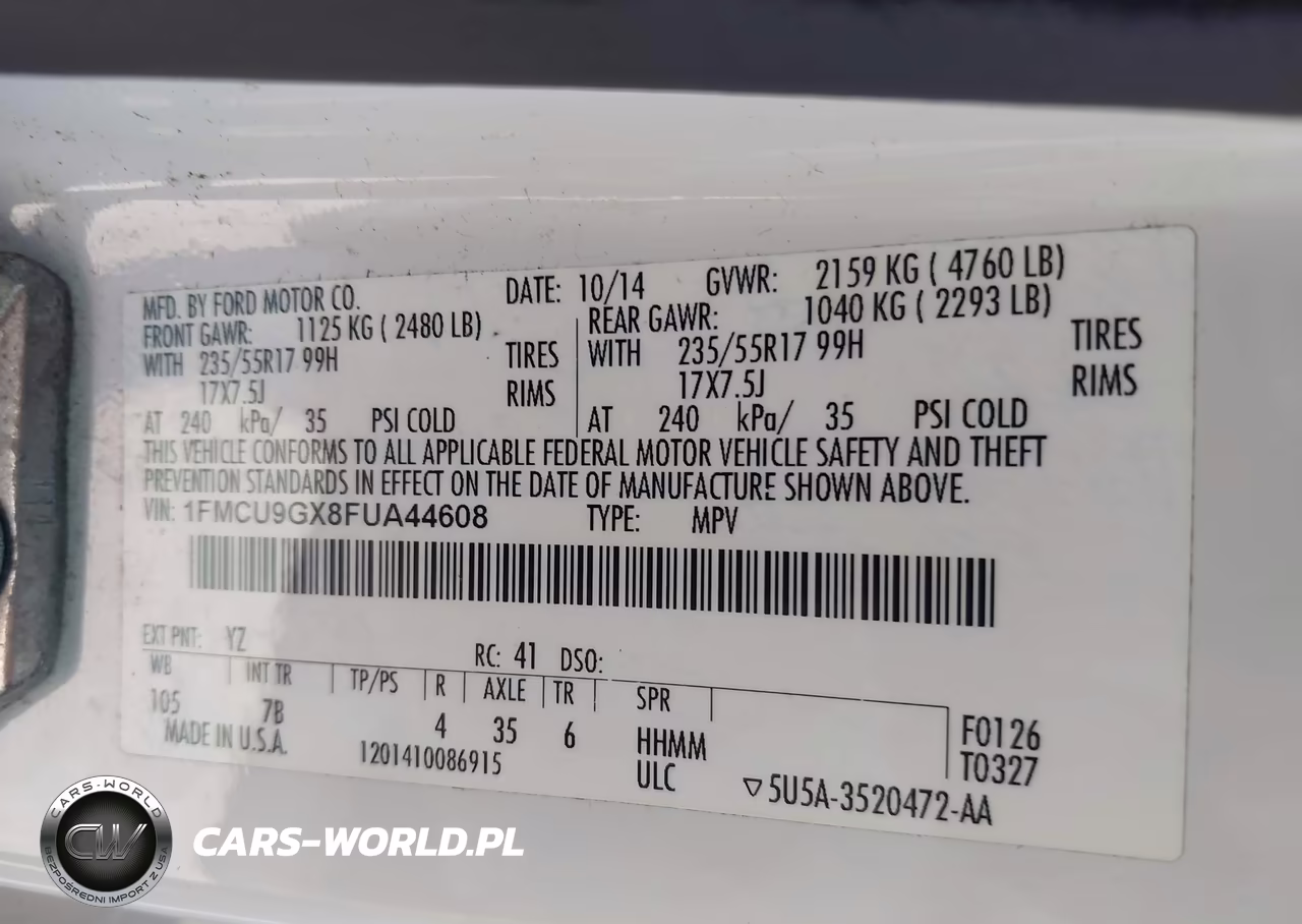 2015 Ford Escape Se VIN:1FMCU9GX8FUA44608 - 9