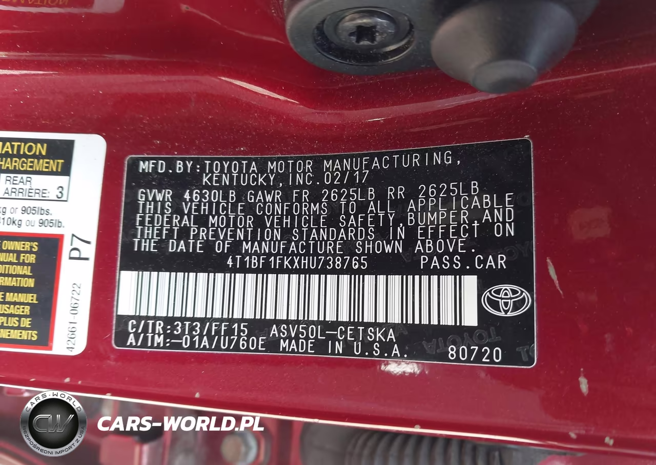 2017 Toyota Camry Se VIN:4T1BF1FKXHU738765 - 9