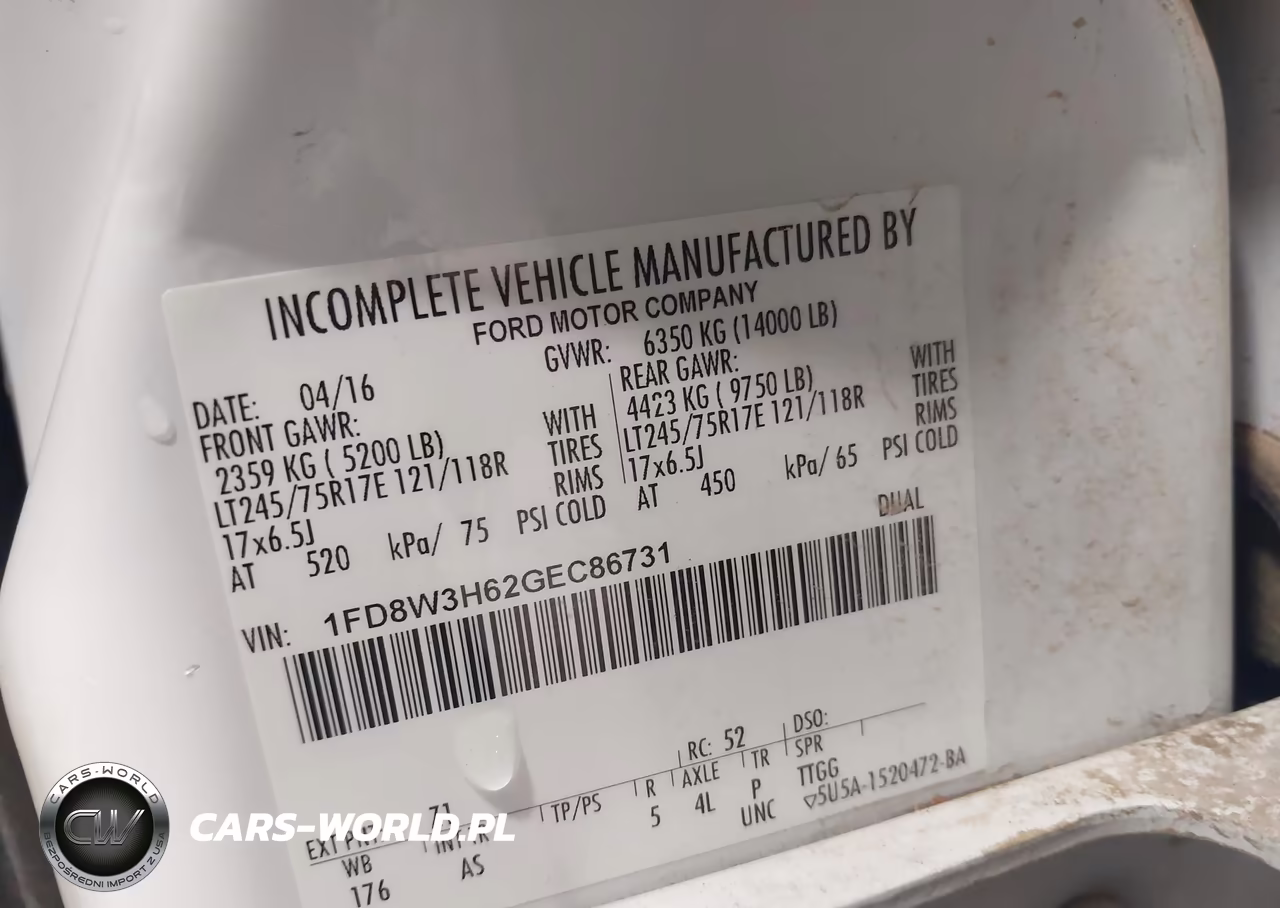 2016 Ford F-350 Chassis Xl VIN:1FD8W3H62GEC86731 - 9