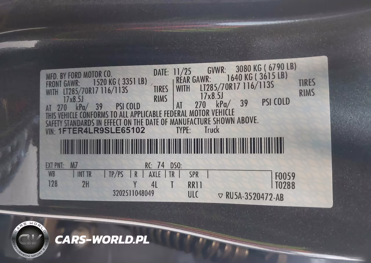 2025 Ford Ranger Raptor VIN:1FTER4LR9SLE65102 - 9