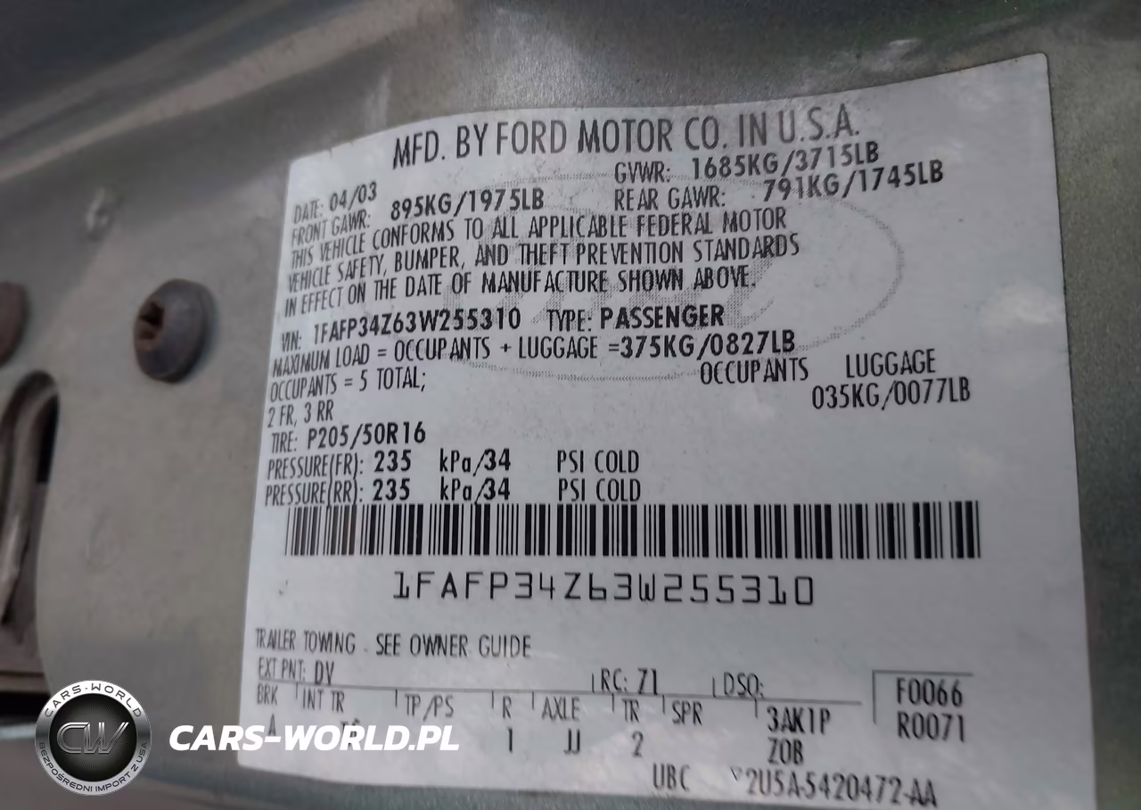 2003 Ford Focus Se VIN:1FAFP34Z63W255310 - 9