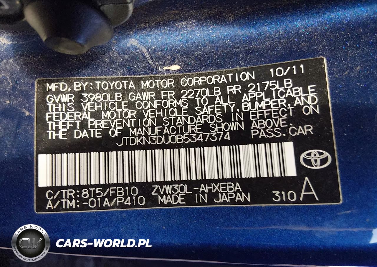 2011 Toyota Prius Three VIN:JTDKN3DU0B5347374 - 9