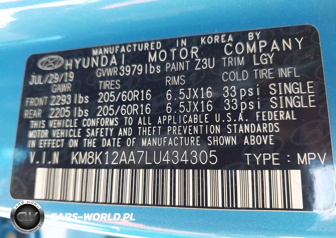 2020 Hyundai Kona Se VIN:KM8K12AA7LU434305 - 9