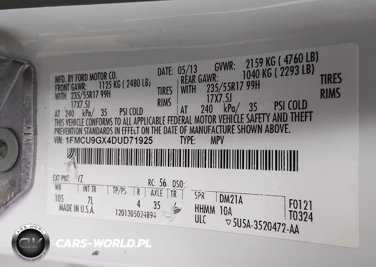 2013 Ford Escape Se VIN:1FMCU9GX4DUD71925 - 9