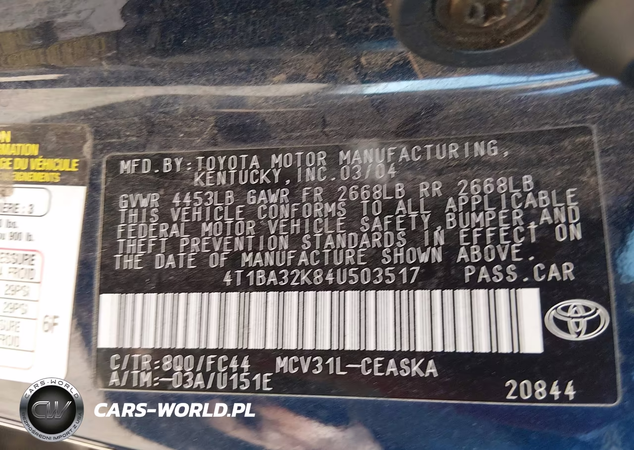 2004 Toyota Camry Se V6 VIN:4T1BA32K84U503517 - 9
