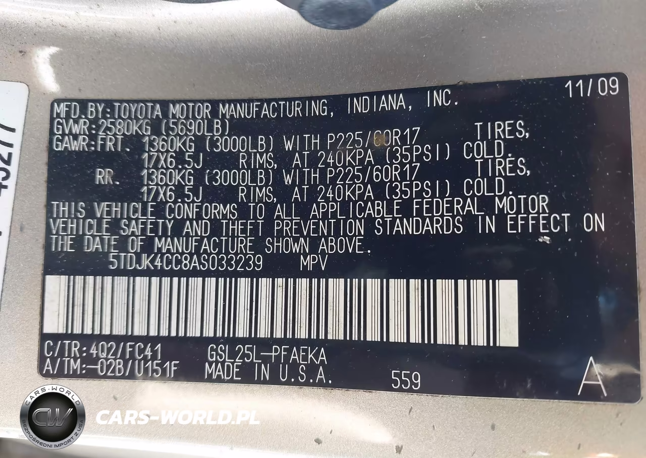 2010 Toyota Sienna Le VIN:5TDJK4CC8AS033239 - 9
