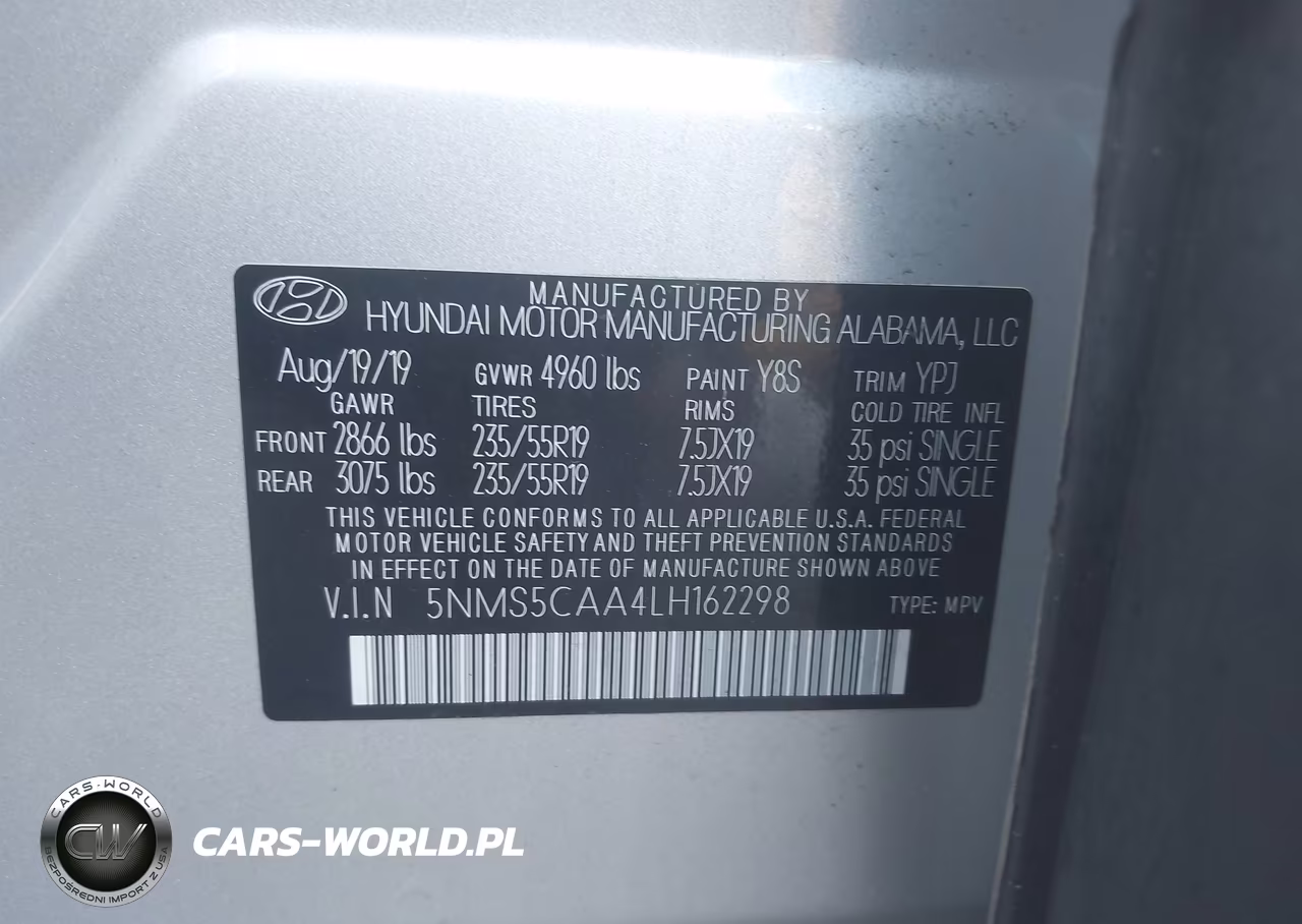2020 Hyundai Santa Fe Limited 2.0T VIN:5NMS5CAA4LH162298 - 9